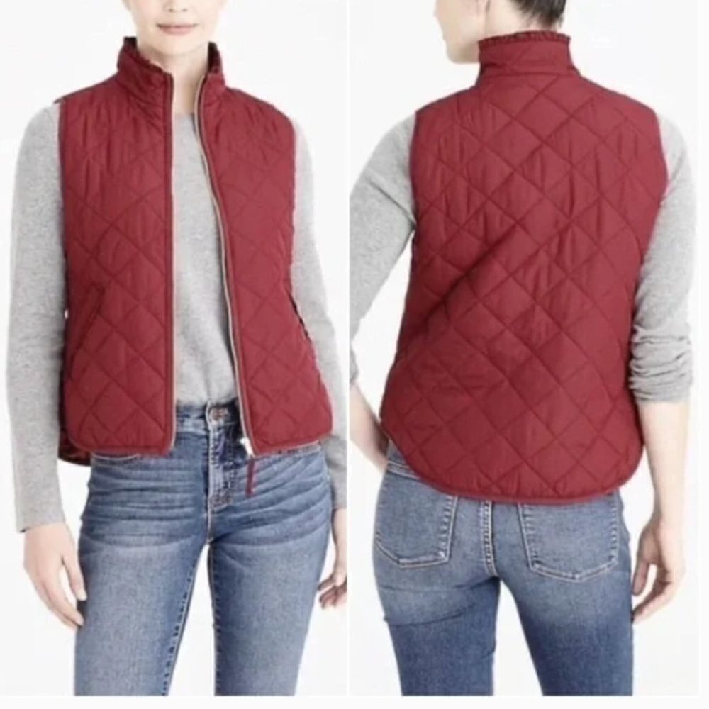 J Crew MERCANTILE Quilted Vest with Ruffle Collar‎ Size 2X
